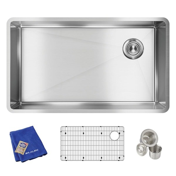 Elkay Crosstown 18 Gg SS 31.5'x18.5'x9' 1-Bowl Undermount Kit